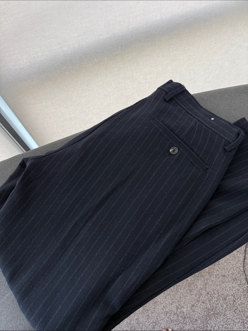 Zara Men’s Pinstripe Trousers in Black with Subtle Gray Stripes